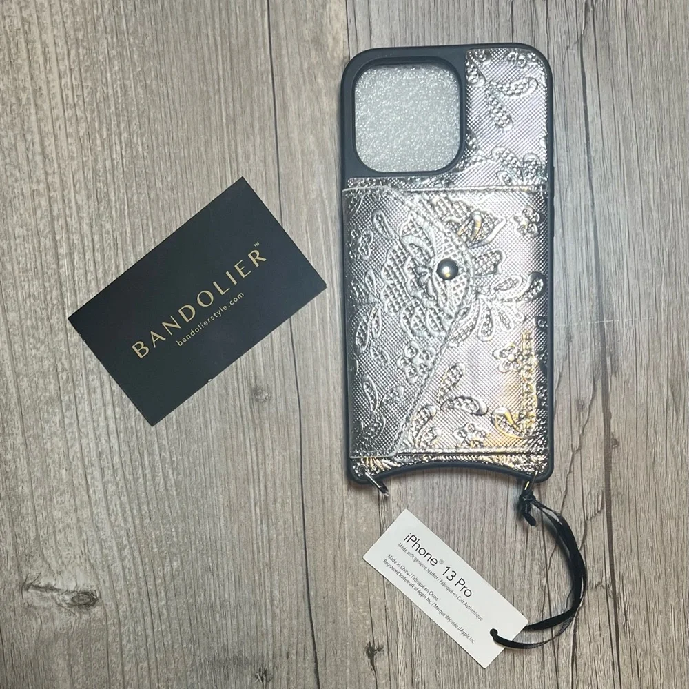 Bandolier Silver Embossed Floral Leather Phone Case NWT iPhone 13 Pro